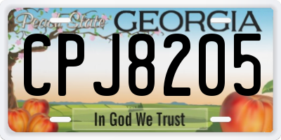 GA license plate CPJ8205