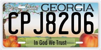 GA license plate CPJ8206