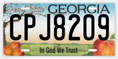 GA license plate CPJ8209