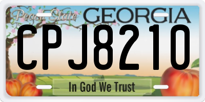 GA license plate CPJ8210