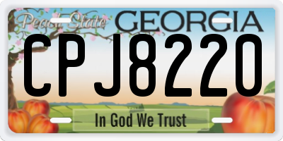 GA license plate CPJ8220