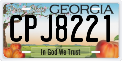 GA license plate CPJ8221