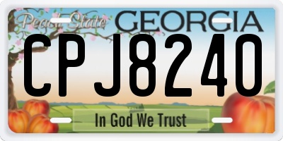 GA license plate CPJ8240