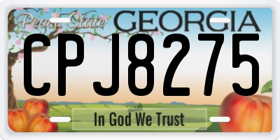 GA license plate CPJ8275