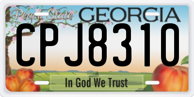 GA license plate CPJ8310