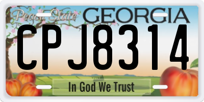 GA license plate CPJ8314
