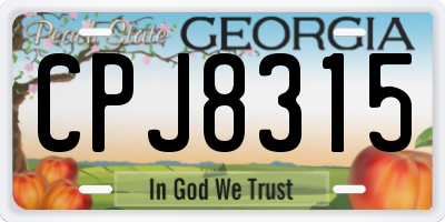 GA license plate CPJ8315