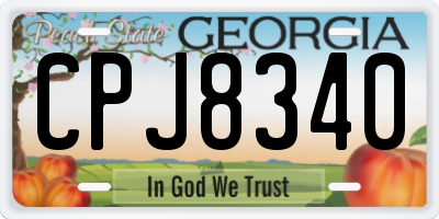 GA license plate CPJ8340