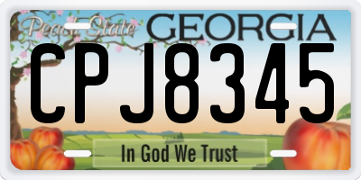 GA license plate CPJ8345