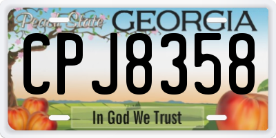 GA license plate CPJ8358