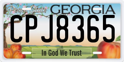 GA license plate CPJ8365