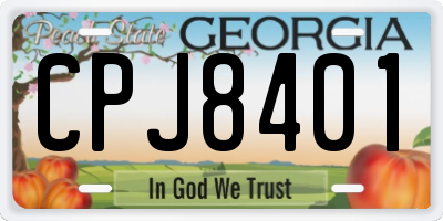 GA license plate CPJ8401