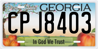 GA license plate CPJ8403