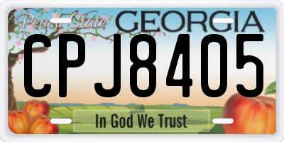 GA license plate CPJ8405