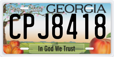 GA license plate CPJ8418