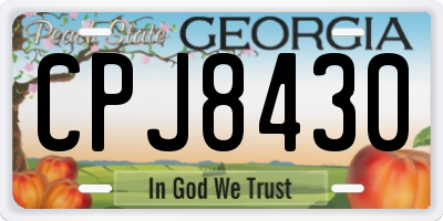 GA license plate CPJ8430