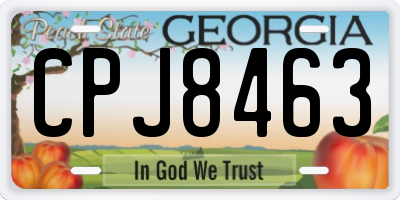 GA license plate CPJ8463