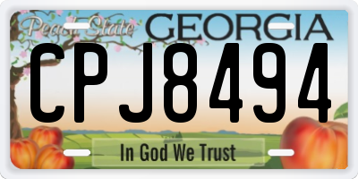 GA license plate CPJ8494
