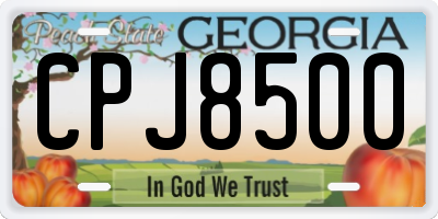 GA license plate CPJ8500