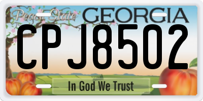 GA license plate CPJ8502