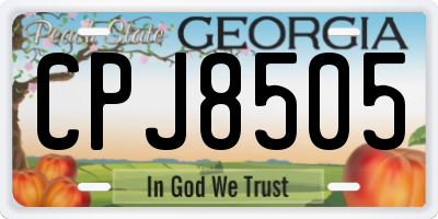 GA license plate CPJ8505