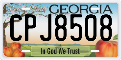GA license plate CPJ8508