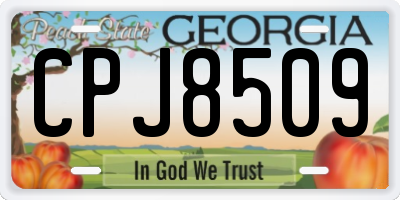 GA license plate CPJ8509