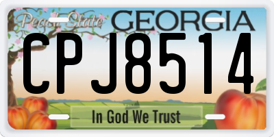 GA license plate CPJ8514