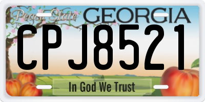 GA license plate CPJ8521