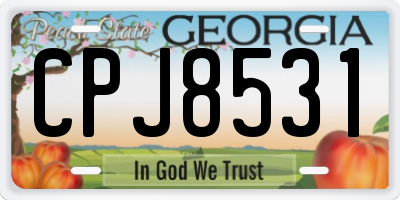 GA license plate CPJ8531