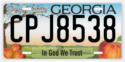GA license plate CPJ8538