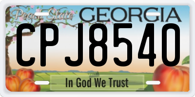 GA license plate CPJ8540