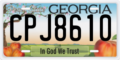 GA license plate CPJ8610