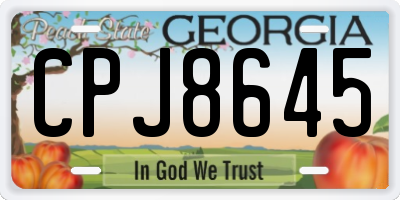 GA license plate CPJ8645