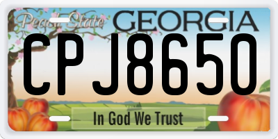GA license plate CPJ8650