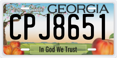 GA license plate CPJ8651