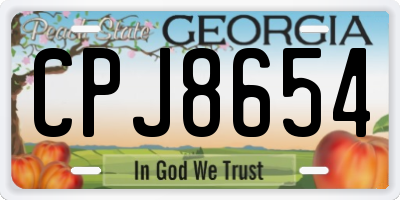 GA license plate CPJ8654