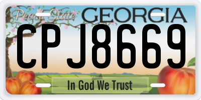 GA license plate CPJ8669