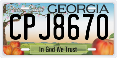 GA license plate CPJ8670