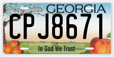GA license plate CPJ8671