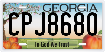 GA license plate CPJ8680