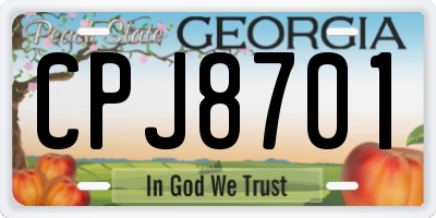 GA license plate CPJ8701