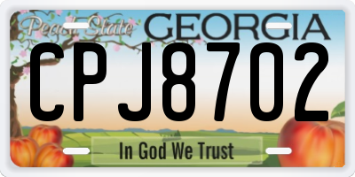 GA license plate CPJ8702