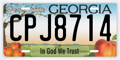 GA license plate CPJ8714
