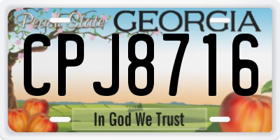 GA license plate CPJ8716