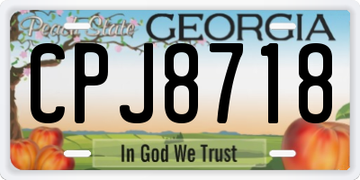 GA license plate CPJ8718