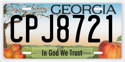 GA license plate CPJ8721