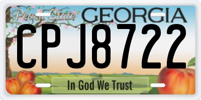 GA license plate CPJ8722