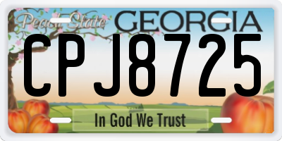 GA license plate CPJ8725