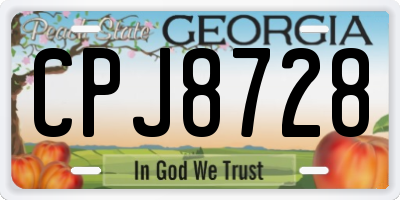 GA license plate CPJ8728